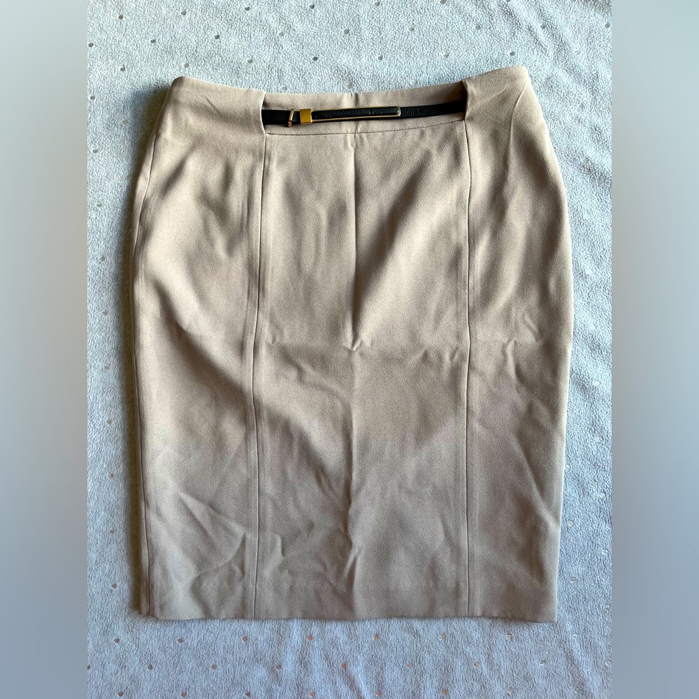 Le Chateau Classic Beige Pencil Skirt